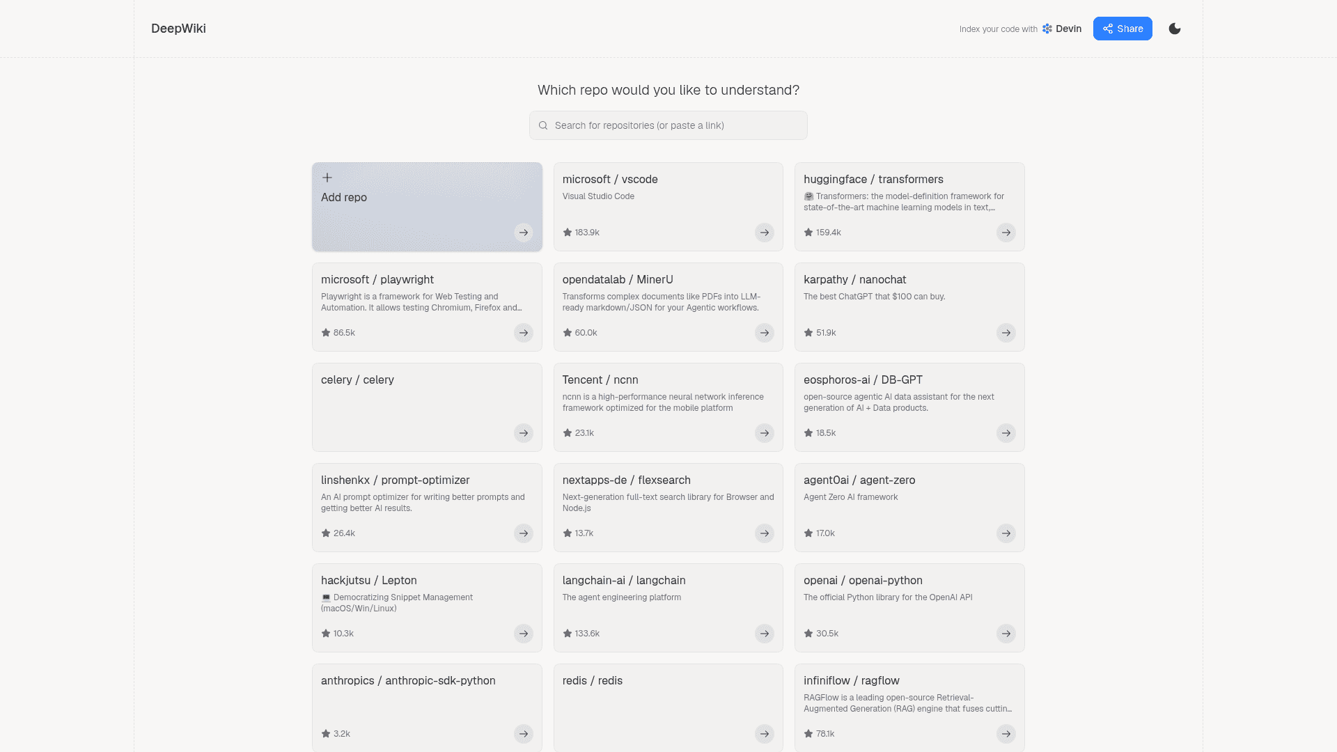 DeepWiki screenshot
