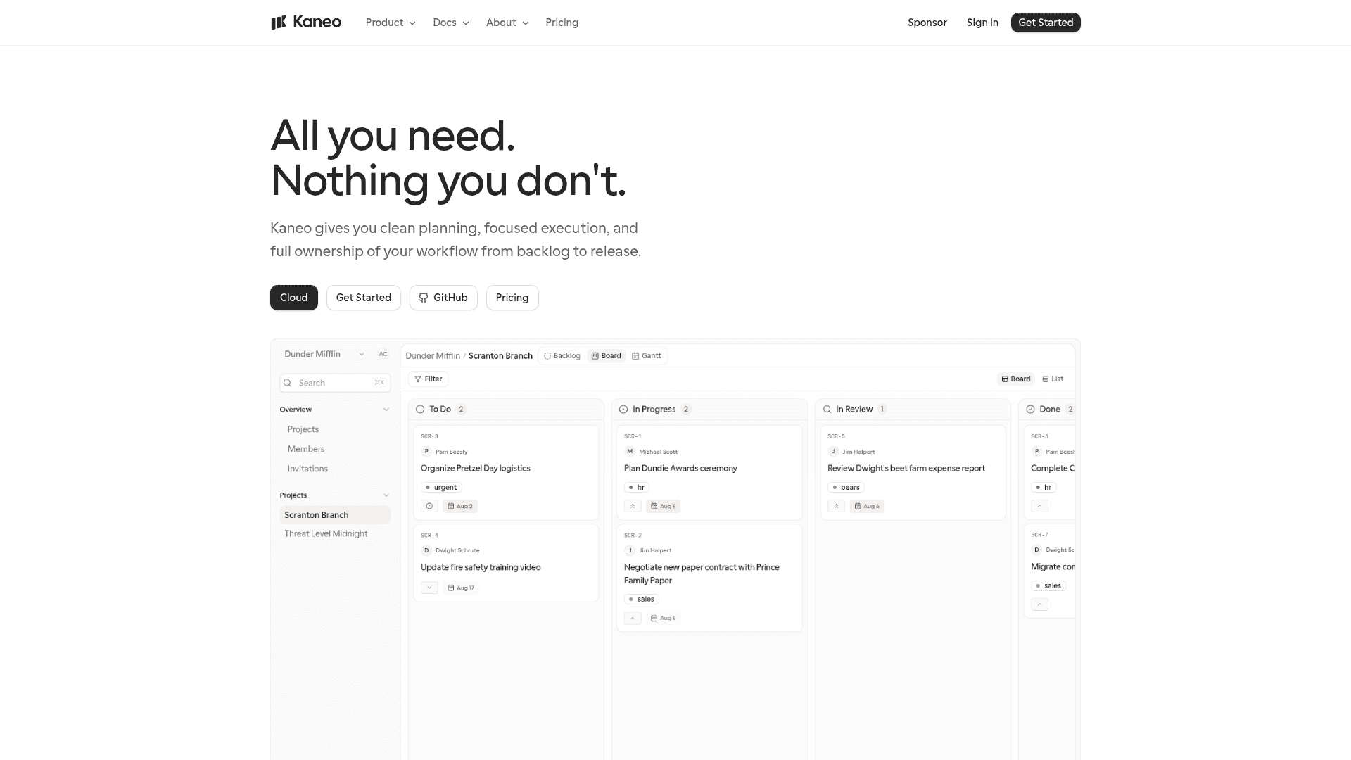Kaneo screenshot