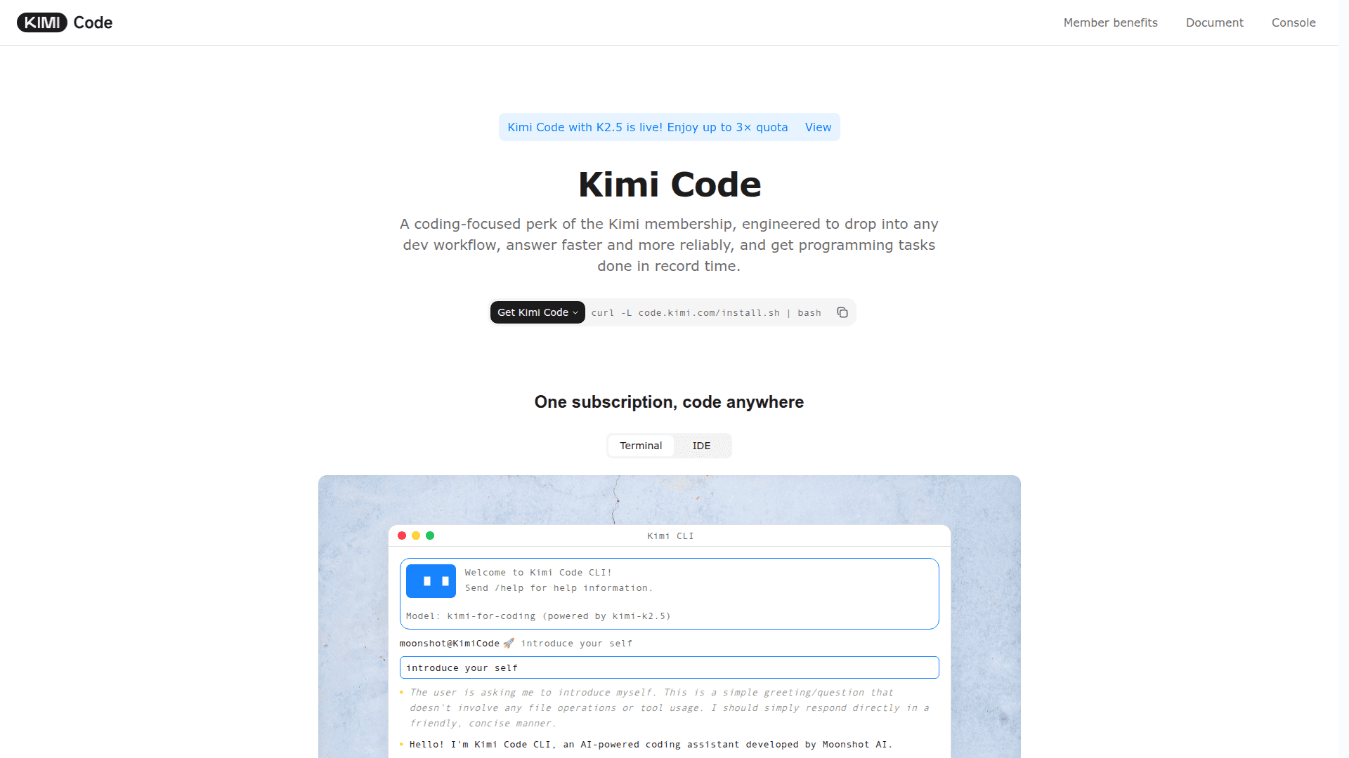 Kimi Code screenshot