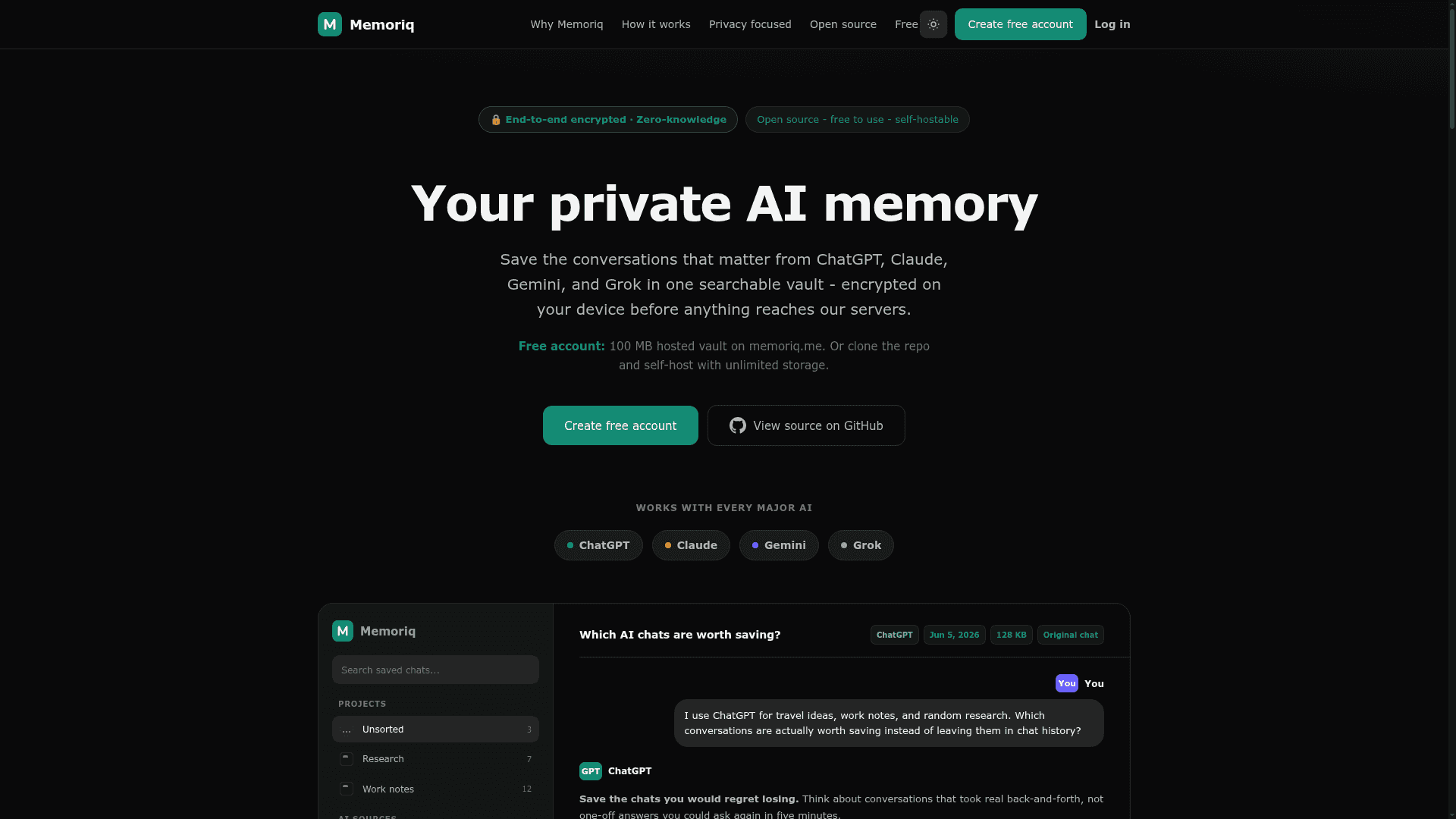 Memoriq screenshot