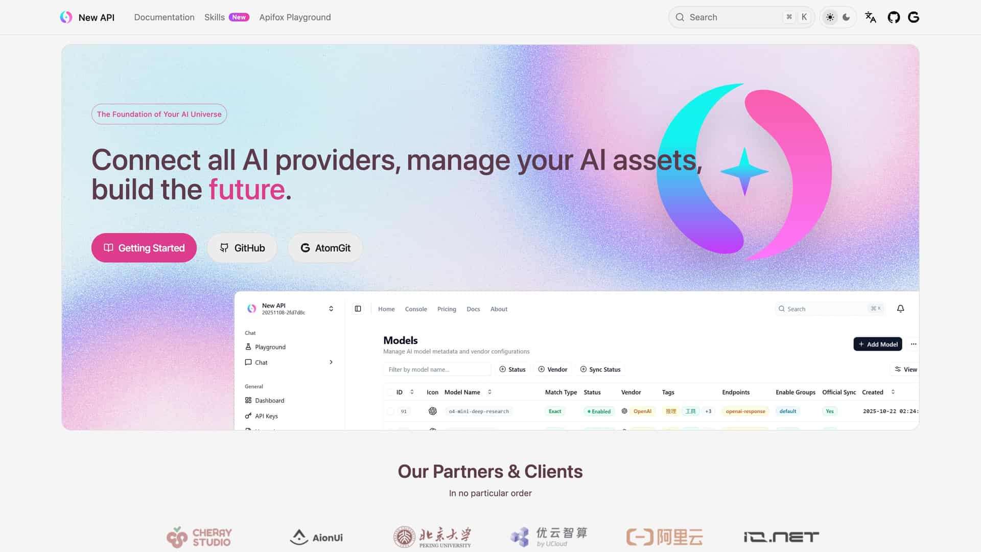 New API screenshot