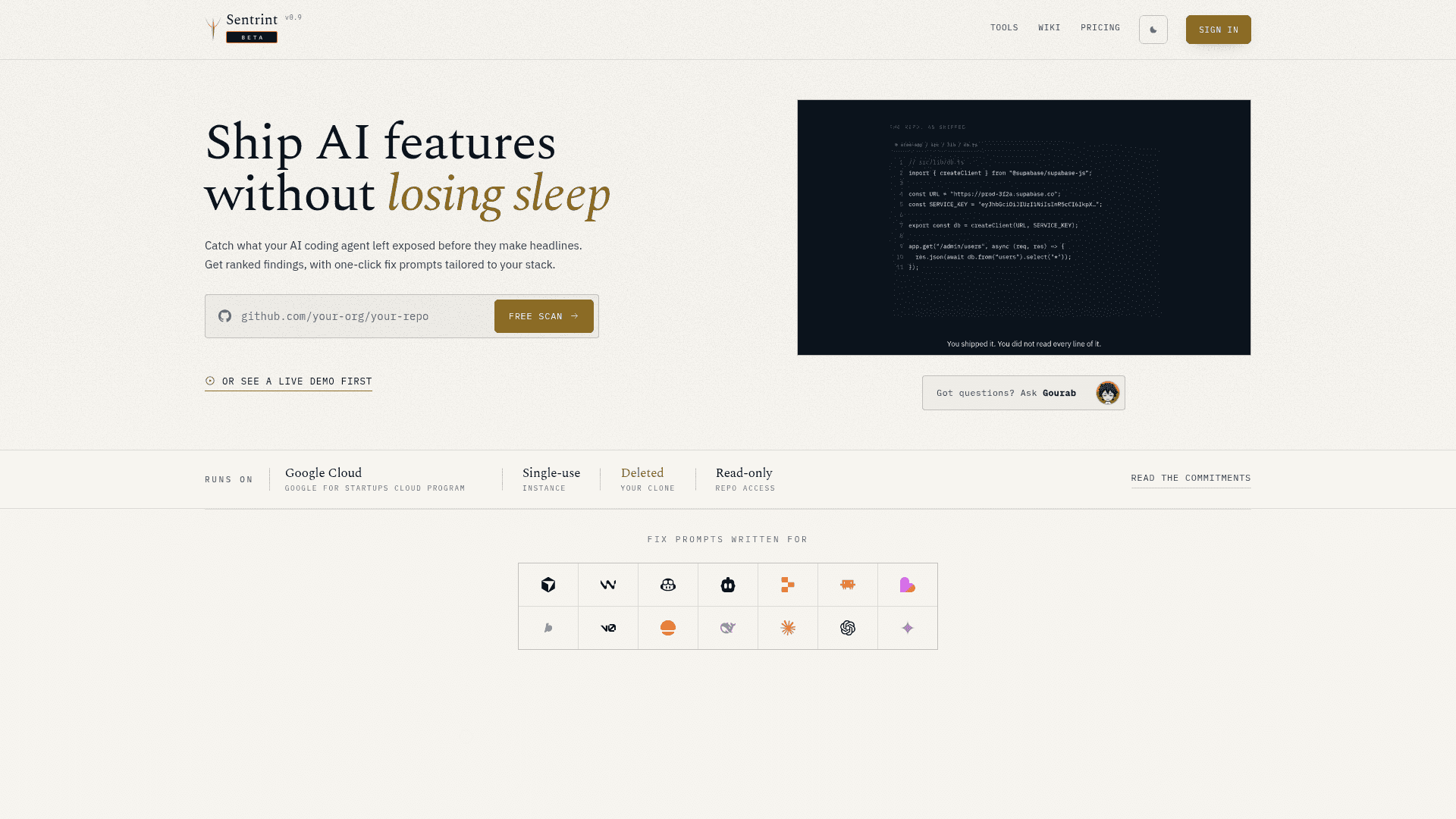 Sentrint screenshot