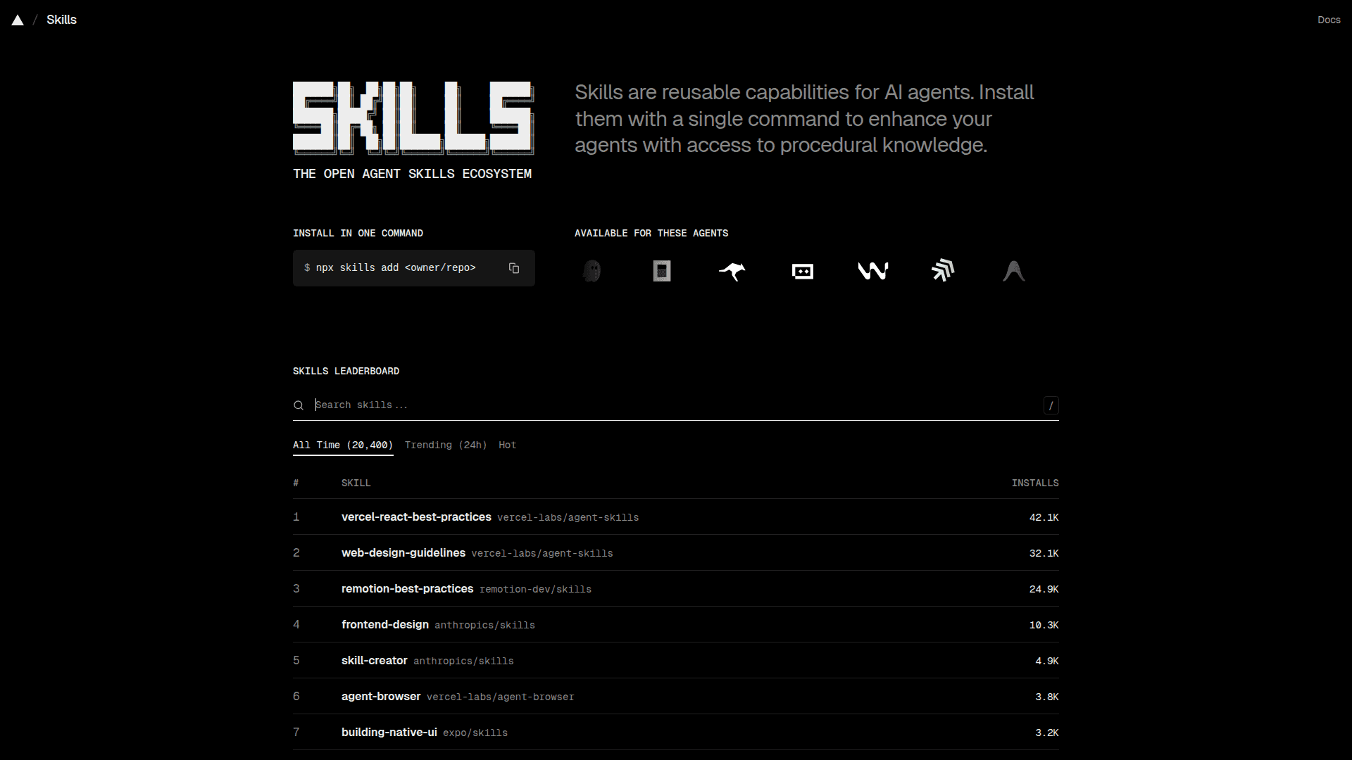 Skills screenshot