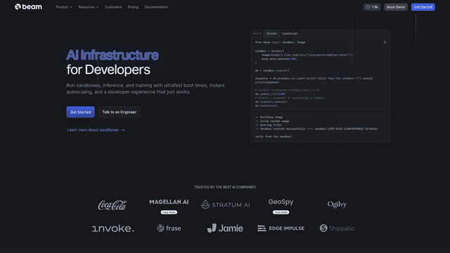 Beam - AI Sandbox and GPU Infrastructure | EveryDev.ai