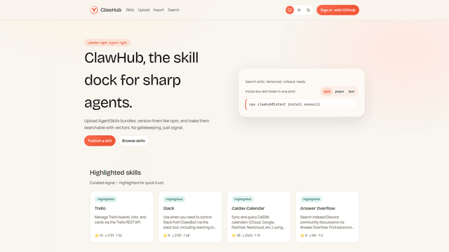 ClawHub - Agent Skills registry from OpenClaw | EveryDev.ai