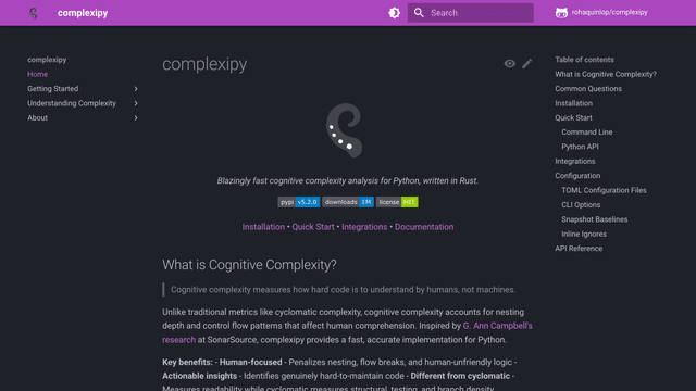 complexipy - Python Cognitive Complexity Analyzer | EveryDev.ai