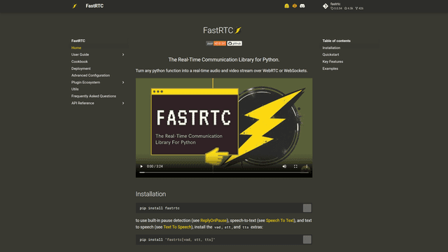 FastRTC - Python Library for Real-Time WebRTC | EveryDev.ai