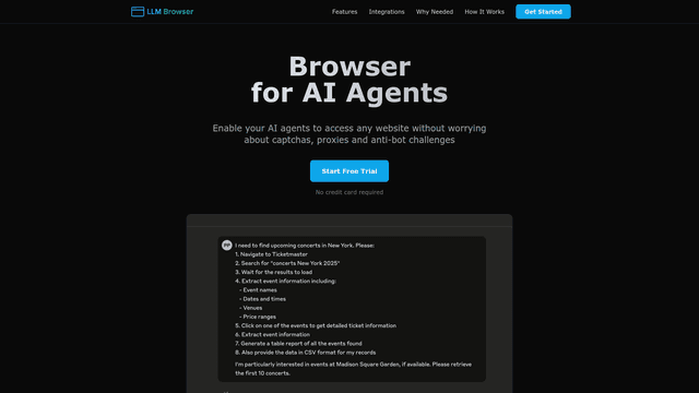 LLM Browser - Web Automation for AI Agents | EveryDev.ai