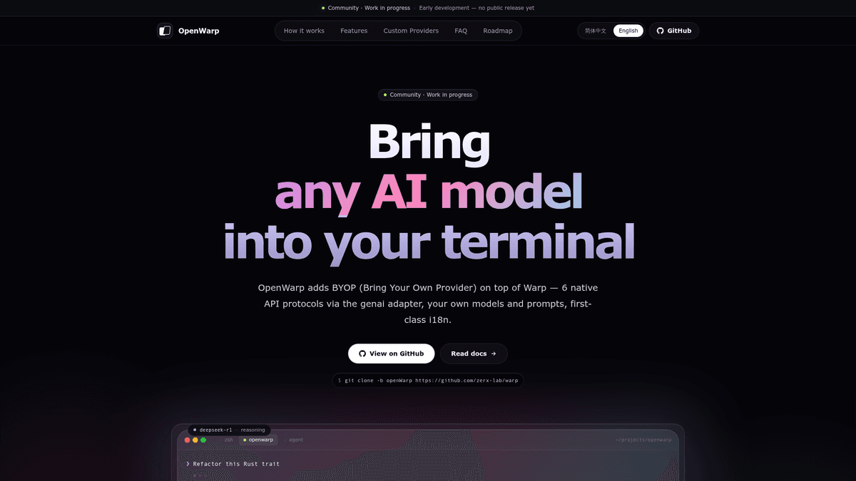 OpenWarp - Open Source Warp Terminal Fork | EveryDev.ai