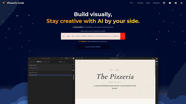 Phoenix Code - Open Source Visual Code Editor | EveryDev.ai