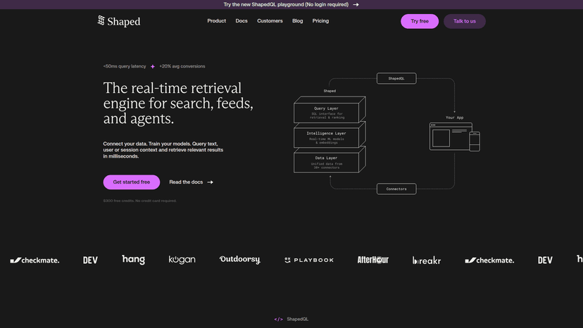Shaped - Real Time Retrieval and Ranking Engine | EveryDev.ai