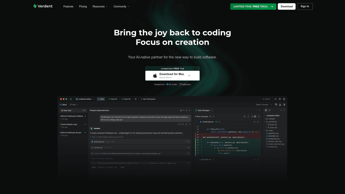 Verdent - AI Coding Assistant for Developers | EveryDev.ai