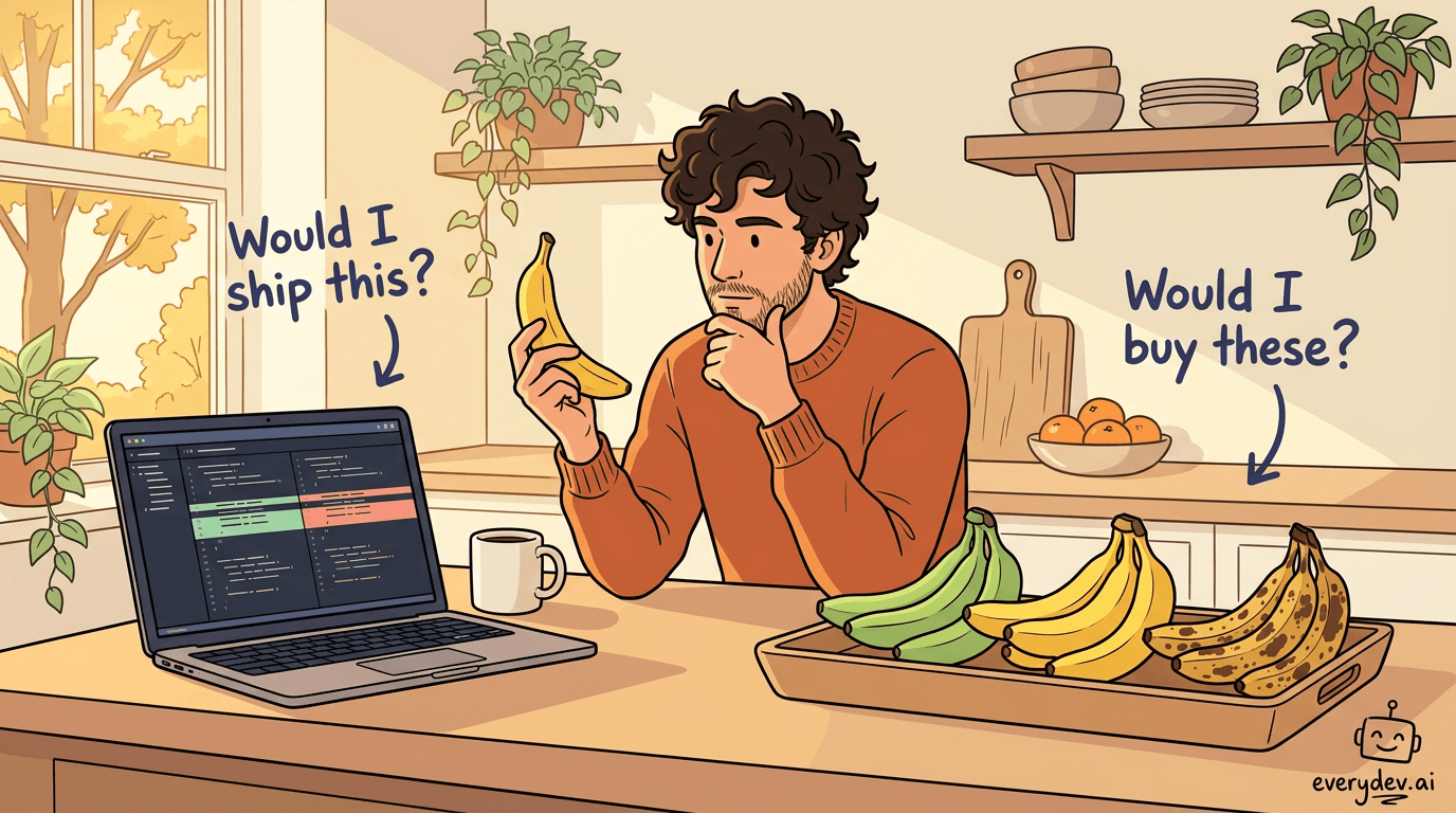 AI work still needs human judgment, from reviewing code to choosing groceries.