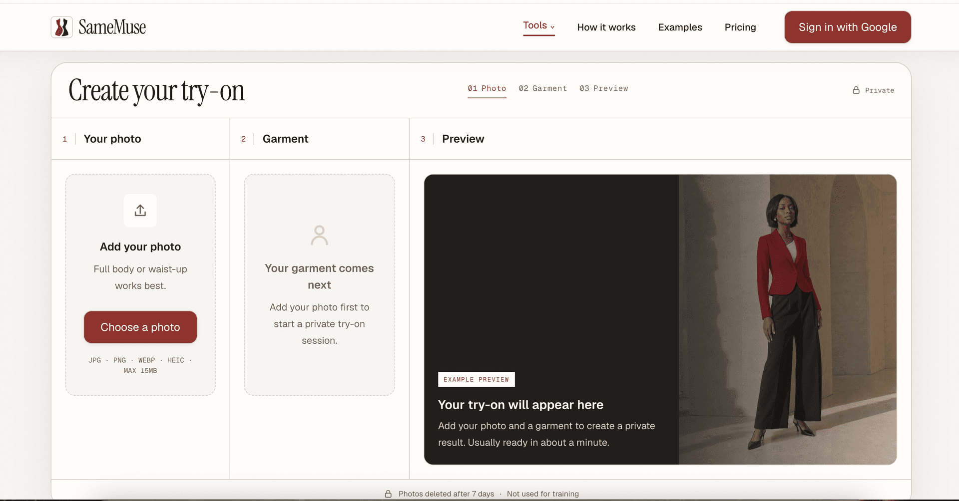 Building SameMuse: a private AI Clothes Changer for virtual try-on