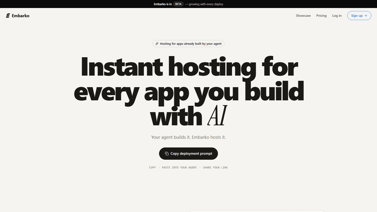 Embarko ā instant cloud hosting for AI-built apps
