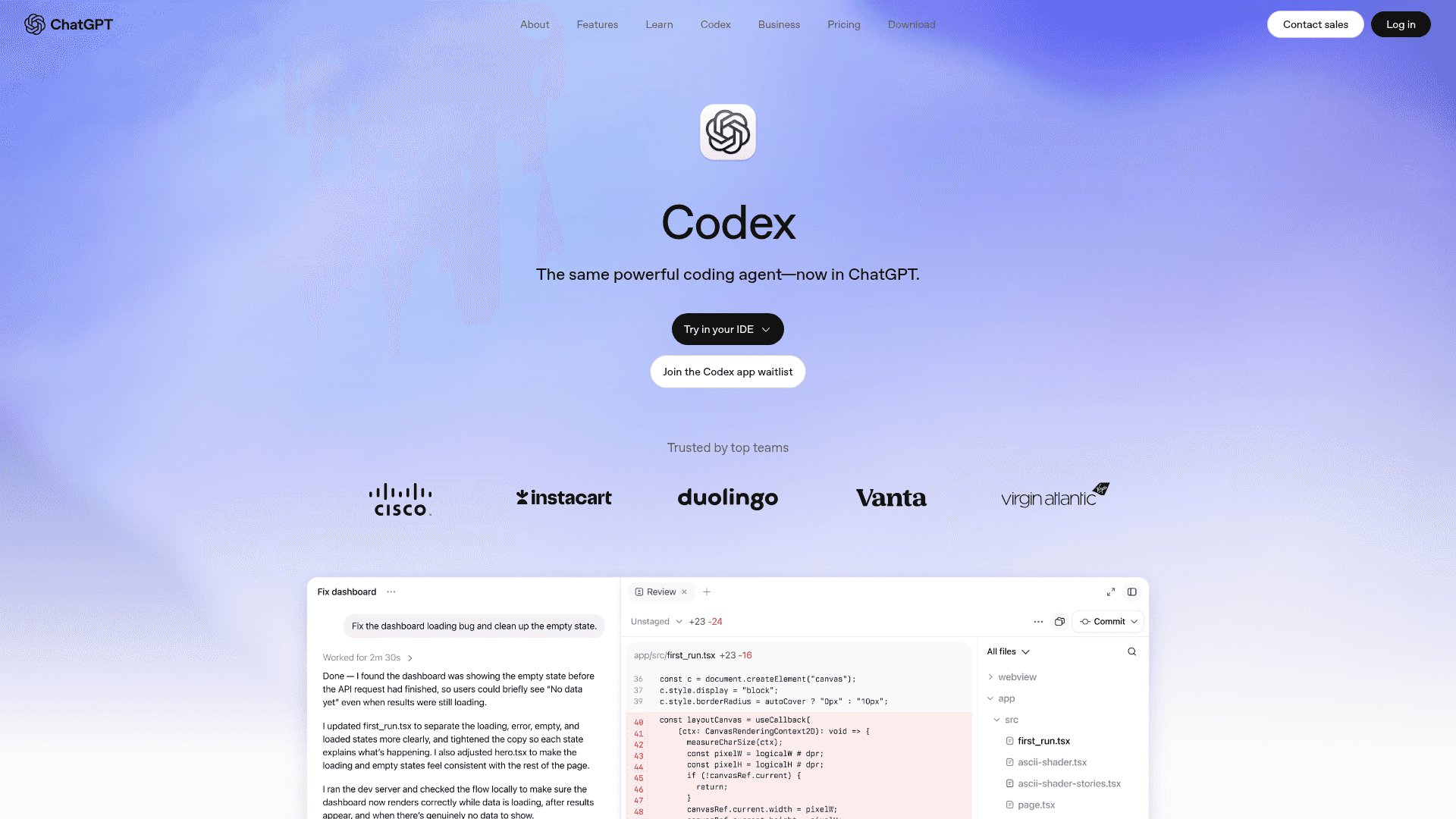 ChatGPT Codex screenshot