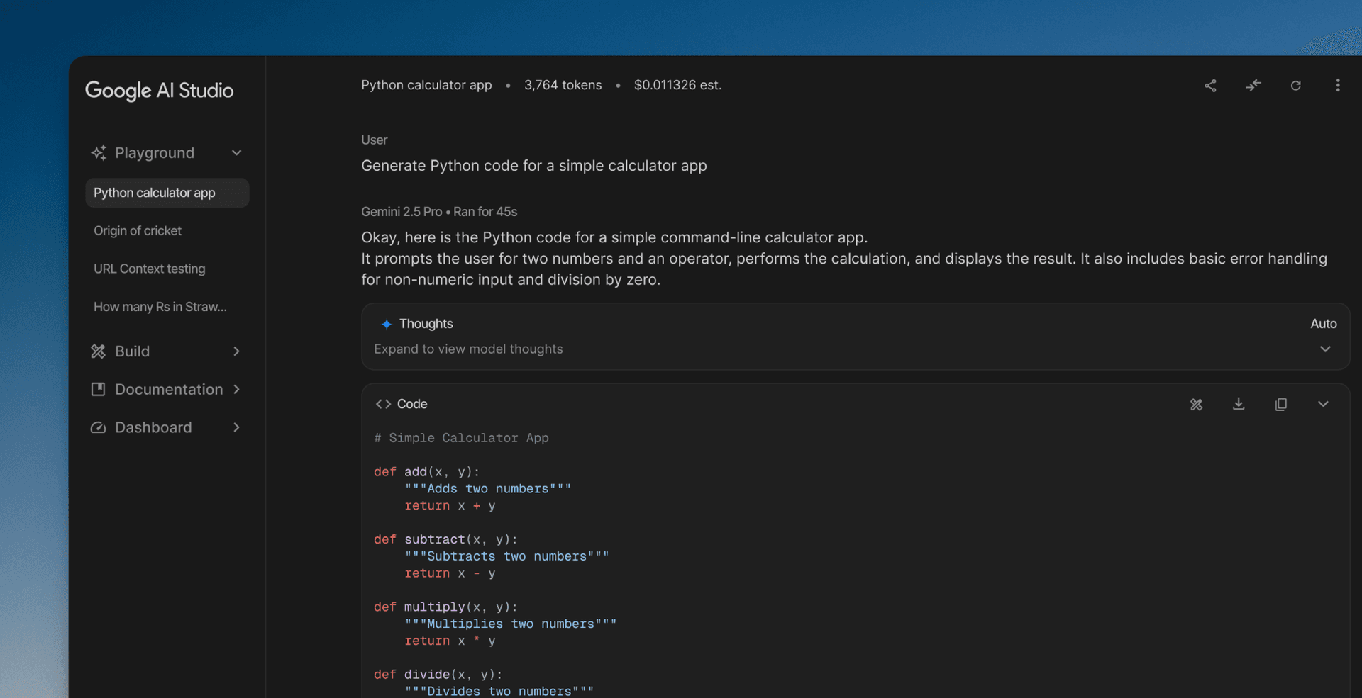 Google AI Studio - 1