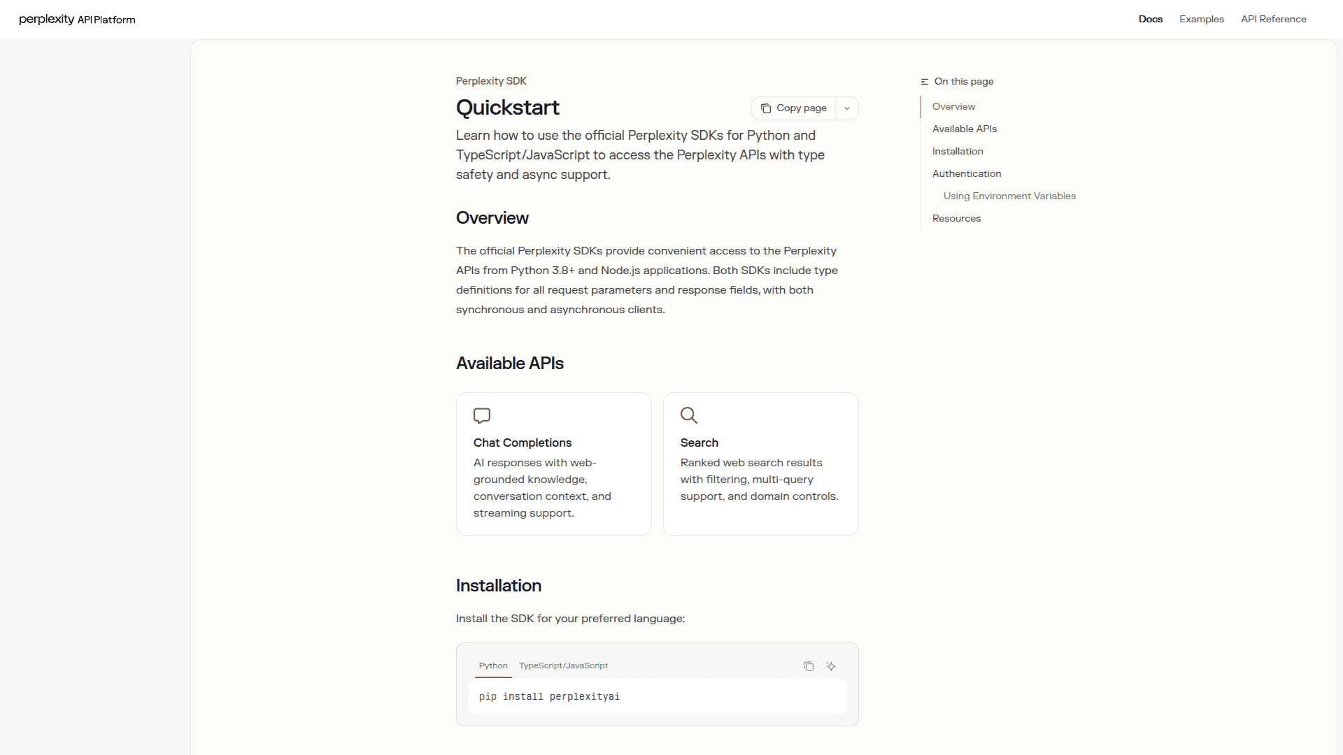 Perplexity API