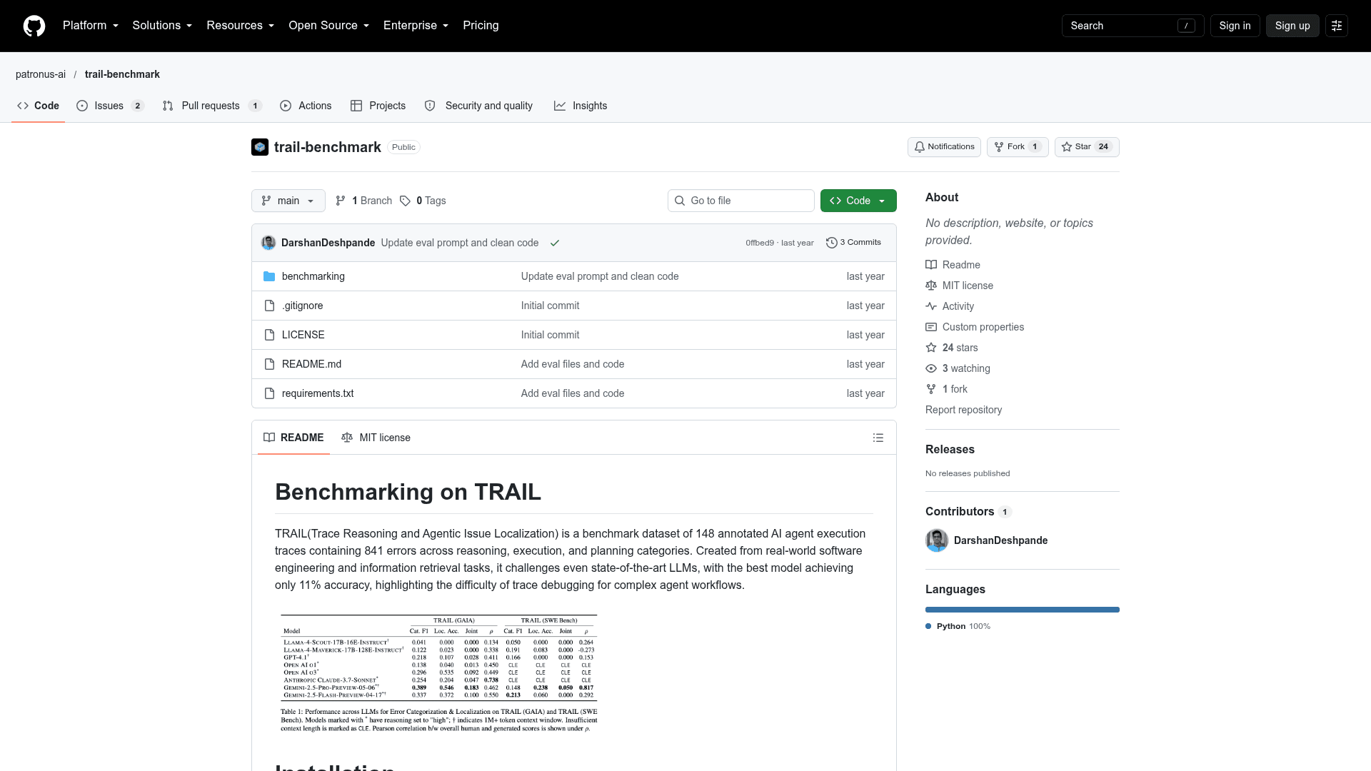 TRAIL Benchmark - 1
