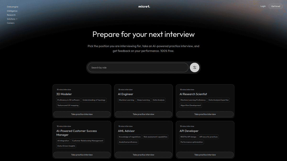 Micro Interview Design micro1 Interview Prep - AI Mock Interview Practice | EveryDev.ai
