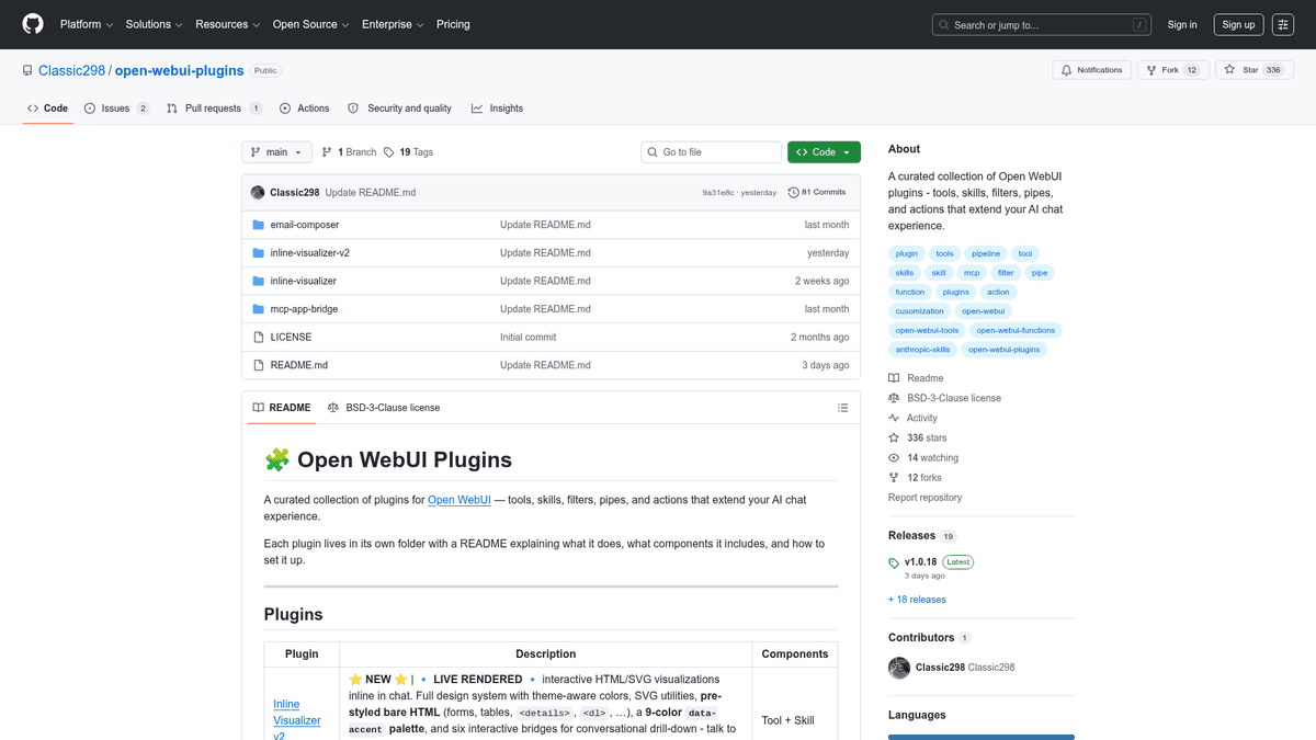 github - linkupplatform open-webui-docs: https: ... Open WebUI Plugins - Open WebUI Plugin Collection | EveryDev.ai