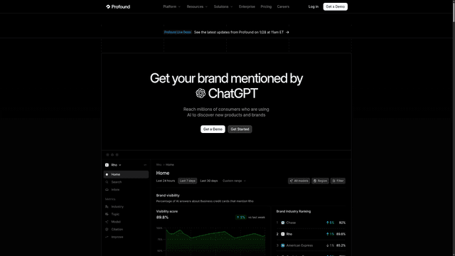 Profound Analytics Profound - AI Answer Engine Analytics Platform | EveryDev.ai
