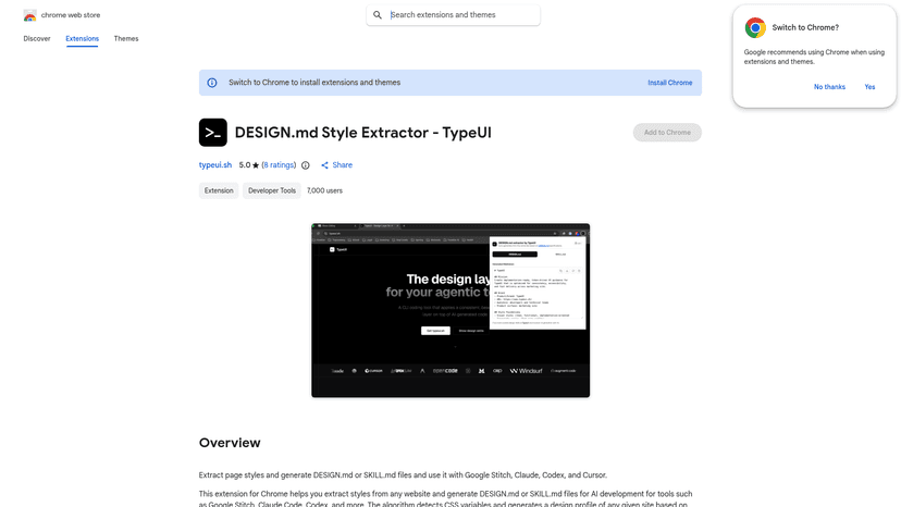 TypeUI DESIGN.md Extractor - Design Token Extractor Chrome Extension ...