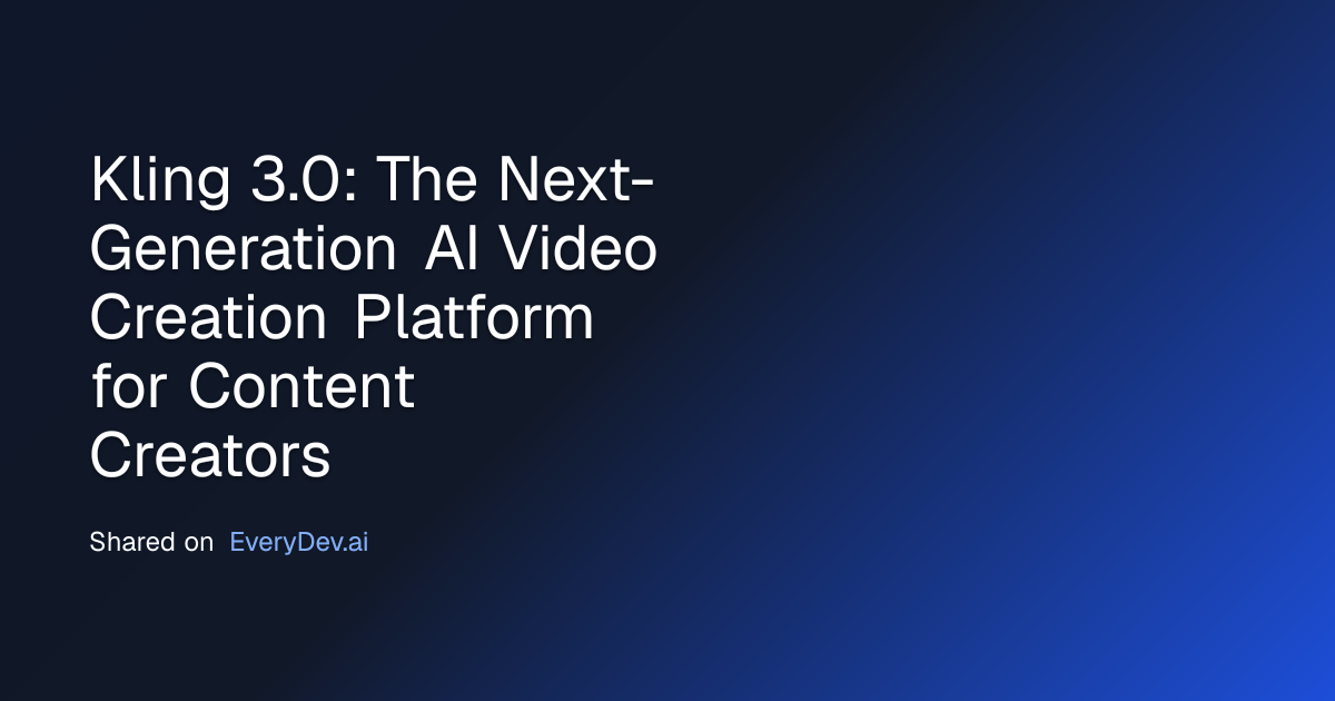 Kling 3.0: The Next-Generation AI Video Creation Platform for Content ...